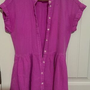 GAP Fuchsia Button-Down Mini Dress